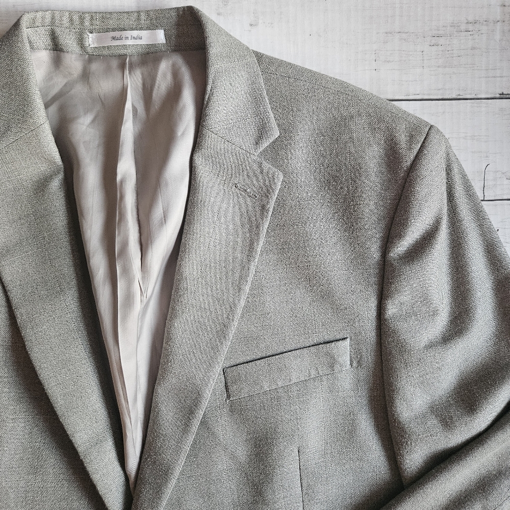 Lauren Ralph Lauren Blazer Mens Size 46R Silk Wool Blend Tan‎ Cream Sports Coat